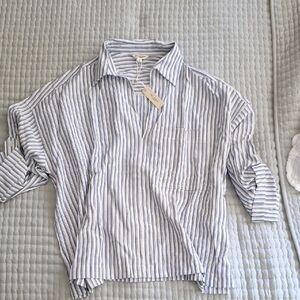 Max Studio Blue and White Striped Blouse 1x DMCRTPST